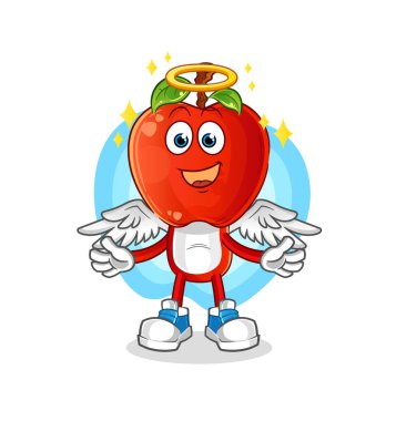 Kanat vektörlü elma kafalı çizgi film meleği. çizgi film karakteri