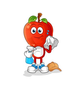 elma kafalı çizgi film temizleyici vektörü. çizgi film karakteri