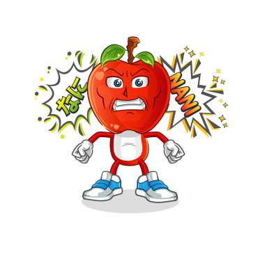 elma kafalı karikatür kızgın vektör. çizgi film karakteri