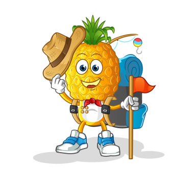 Ananas kafalı karikatür izci vektörü. çizgi film karakteri