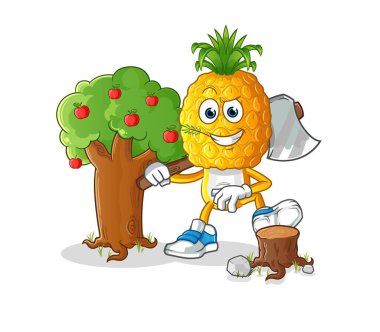 Ananas kafalı Carpenter çizimi. karakter vektörü