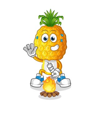 Ananas kafalı çizgi film şekerleme kızartıyordu. çizgi film vektörü