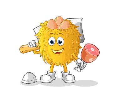 Kuş yuvası Kasap illüstrasyonu. karakter vektörü