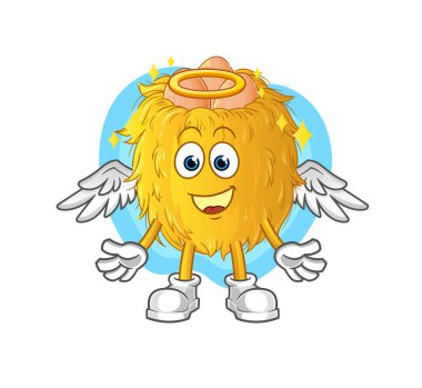 Kanat vektörlü kuş yuvası meleği. çizgi film karakteri