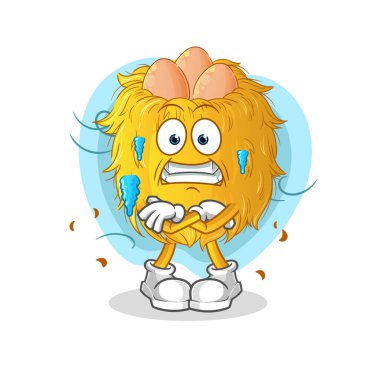 Kuş yuvası soğuk çizimi. karakter vektörü