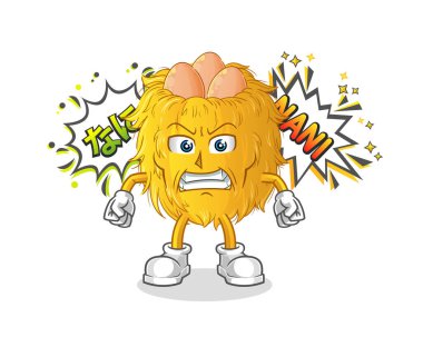 Kuş yuvası anime kızgın vektörü. çizgi film karakteri