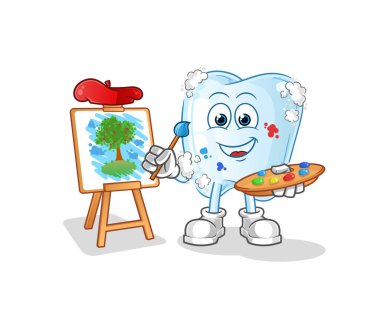 Köpük sanatçı maskotlu diş. çizgi film vektörü