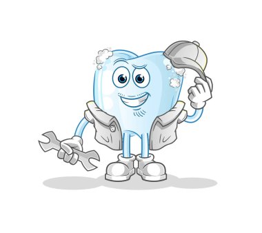 Köpüklü mekanik karikatürlü diş. çizgi film maskotu vektörü