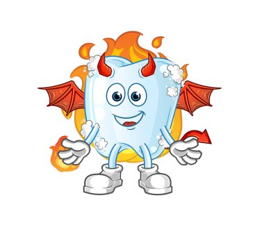 Kanatlı köpüklü şeytan dişi. çizgi film maskotu vektörü