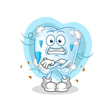 Köpüklü diş ve soğuk bir illüstrasyon. karakter vektörü