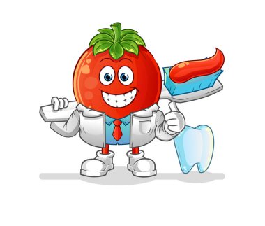 Domates dişçisi illüstrasyonu. karakter vektörü