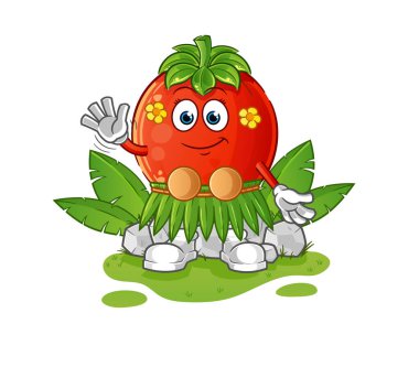 Sallanan domates sallayan karakter. çizgi film maskotu vektörü