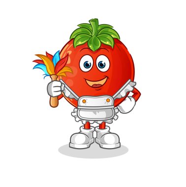 Domates hizmetçi maskotu. çizgi film vektörü