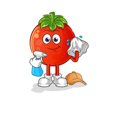 Domates temizleyici vektör. çizgi film karakteri