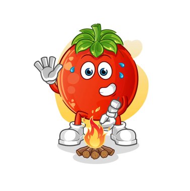 Domates kızartmalı marşmelov. çizgi film maskotu vektörü