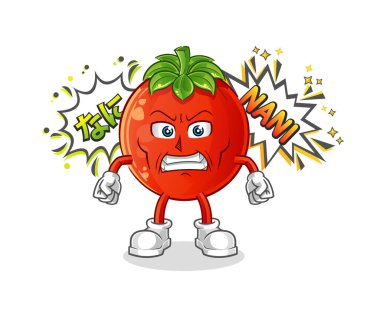 Domates anime kızgın vektör. çizgi film karakteri