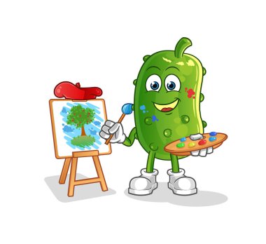 Salatalık sanatçısı maskotu. çizgi film vektörü
