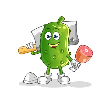 Salatalık Kasabı illüstrasyonu. karakter vektörü