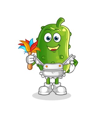 Salatalık hizmetçi maskotu. çizgi film vektörü