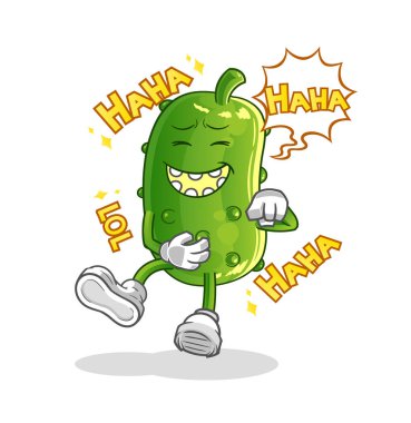 Salatalık kahkahalar atan bir karakter. çizgi film maskotu vektörü
