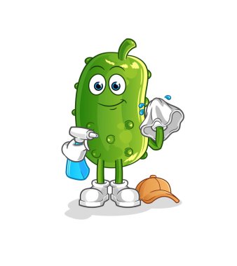 Salatalık temizleyici vektör. çizgi film karakteri