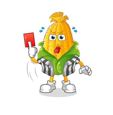 Kırmızı kart resimli mısır hakemi. karakter vektörü