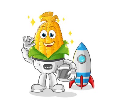 Mısır astronotu el sallıyor. çizgi film maskotu vektörü