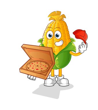 Mısır pizzacı çocuk vektörü. çizgi film karakteri