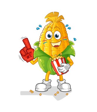 Patlamış mısır resimli mısır vantilatörü. karakter vektörü