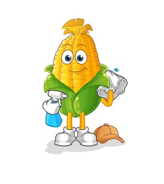 Mısır temizleyici vektör. çizgi film karakteri