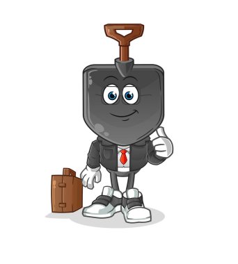 Kürek kafalı karikatür ofis çalışanı maskotu. çizgi film vektörü