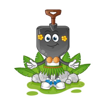 Kürek kafa çizgi filmi Hawaii el sallayan karakteri. çizgi film vektörü