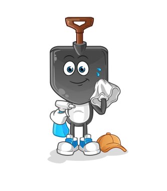 Kürek kafalı çizgi film temizleyicisi vektörü. çizgi film karakteri