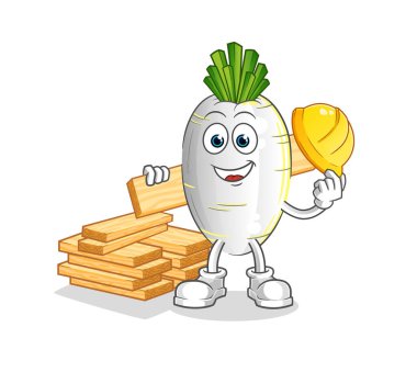 Beyaz turp üreticisi vektörü. çizgi film karakteri