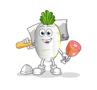 Beyaz Turp Kasabı illüstrasyonu. karakter vektörü