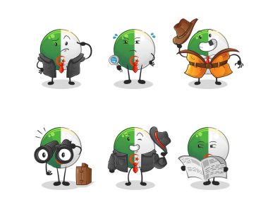 Cezayirli dedektif grup karakteri. çizgi film maskotu vektörü