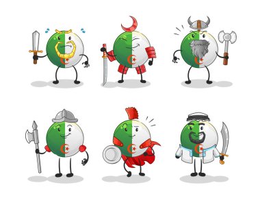 Cezayir bayrak savaşçısı grup karakteri. çizgi film maskotu vektörü