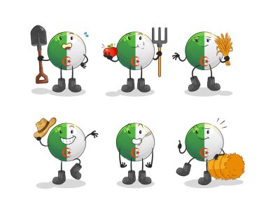 Cezayirli çiftçi grup karakteri. çizgi film maskotu vektörü