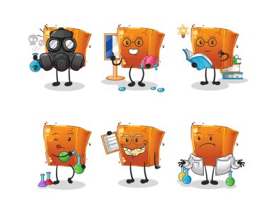 Tuğla bilim adamı grup karakteri çizgi film maskotu vektörü