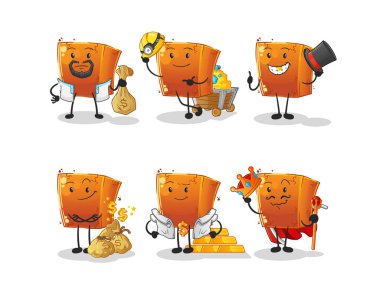 Brick Rich grup karakteri. çizgi film maskotu vektörü