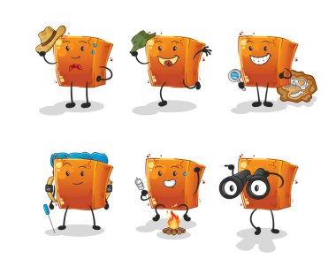 Brick Macera Grubu karakteri. çizgi film maskotu vektörü