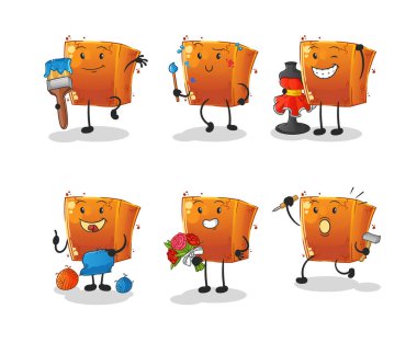 Brick sanatçı grubu karakteri. çizgi film maskotu vektörü