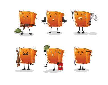 Tuğla asker karakteri. çizgi film maskotu vektörü