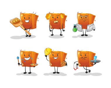 tuğla mesleği karakter belirler. çizgi film maskotu vektörü