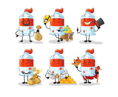 suluboya tüp zengin grup karakteri. çizgi film maskotu vektörü