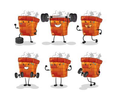 Baca egzersizi seti karakteri. çizgi film maskotu vektörü