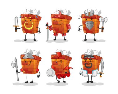 Baca savaşçısı grup karakteri. çizgi film maskotu vektörü