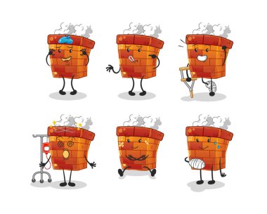 Baca hastası grup karakteri. çizgi film maskotu vektörü