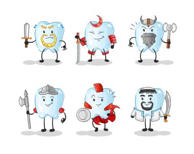 Diş Savaşçısı grubu karakteri. çizgi film maskotu vektörü