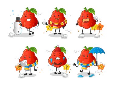 Soğuk hava karakteri maskotu vektöründe su elması